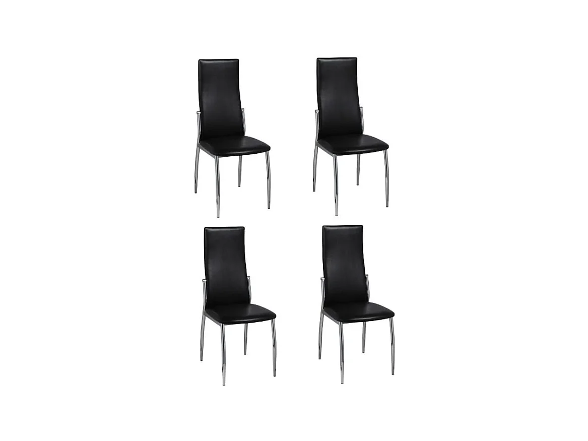 Chaises à manger lot de 4 noir similicuir
