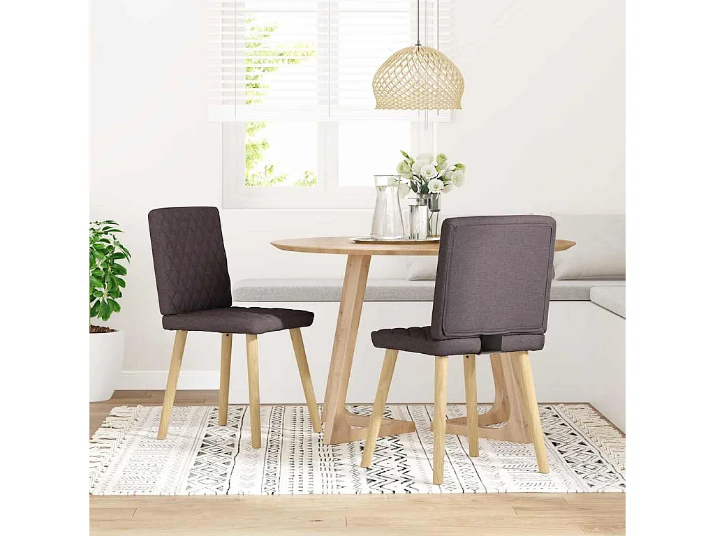 Chaises à manger lot de 2 marron foncé tissu