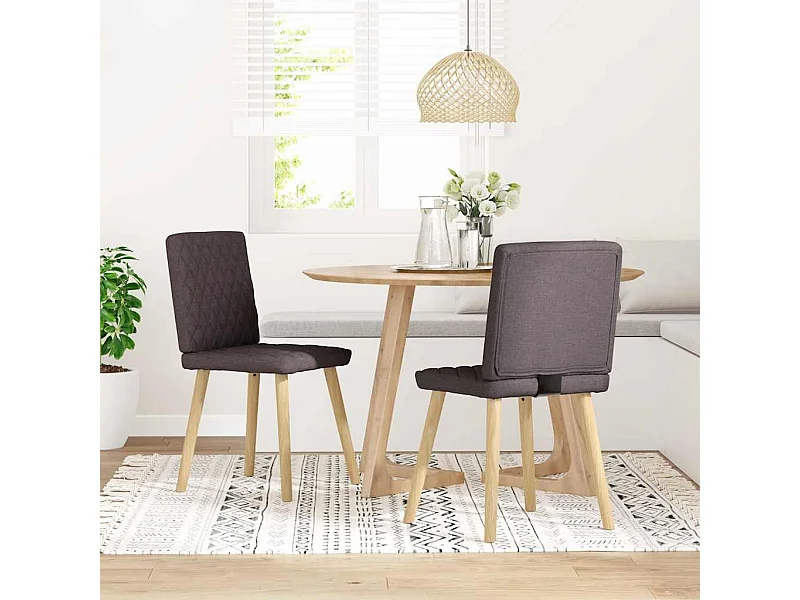 Eetkamerstoelen 2 st stof donkerbruin