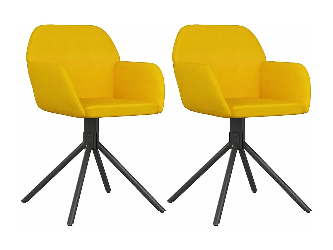 Chaises pivotantes à manger lot de 2 Jaune Velours