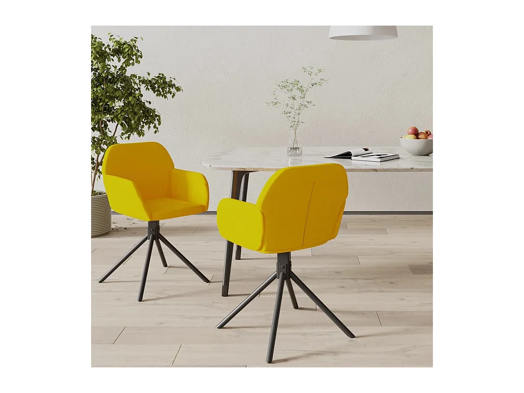 Chaises pivotantes à manger lot de 2 Jaune Velours
