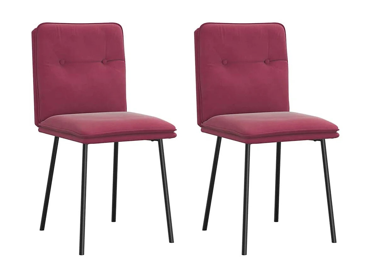 Chaises à manger lot de 2 Rouge bordeaux Velours