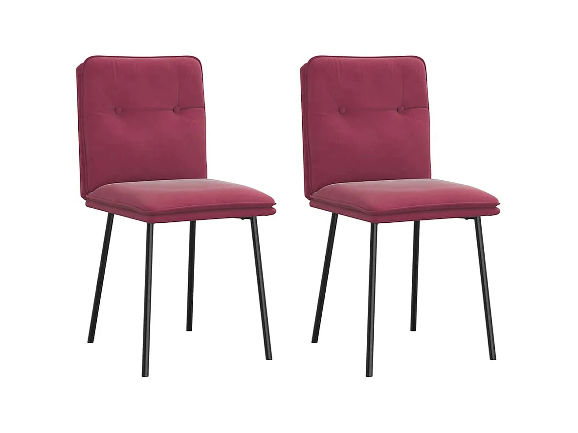 Chaises à manger lot de 2 Rouge bordeaux Velours
