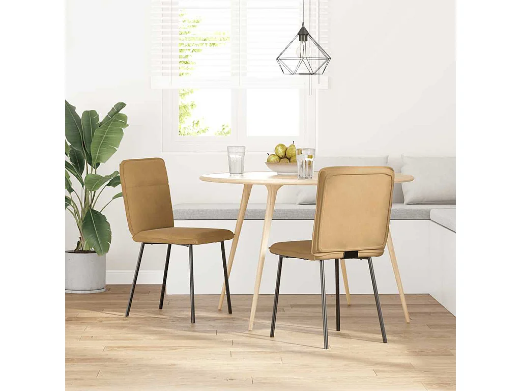 Chaises à manger lot de 2 Marron Velours