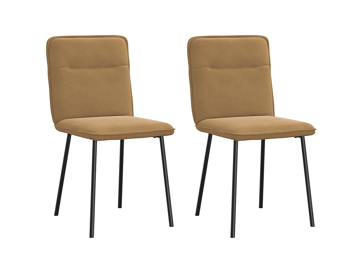 Chaises à manger lot de 2 Marron Velours