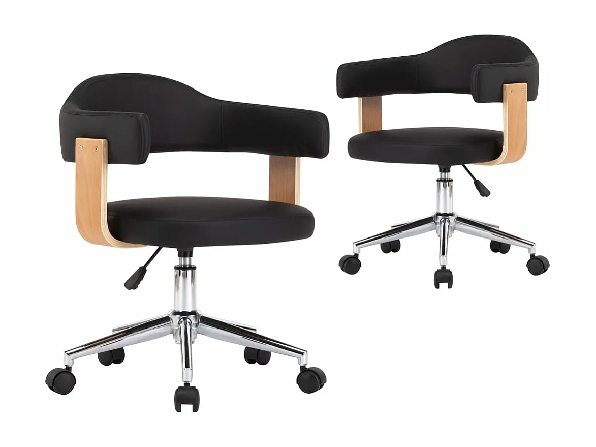 Chaises à manger pivotantes lot de 2 noir similicuir