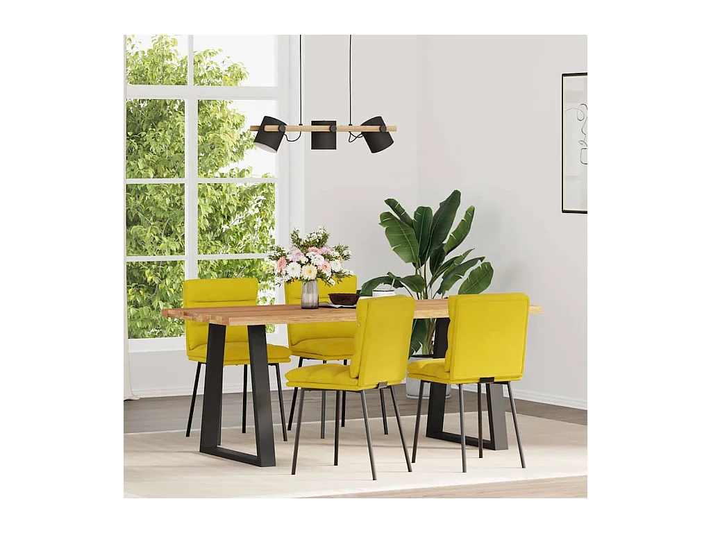 Chaises à manger lot de 4 jaune velours