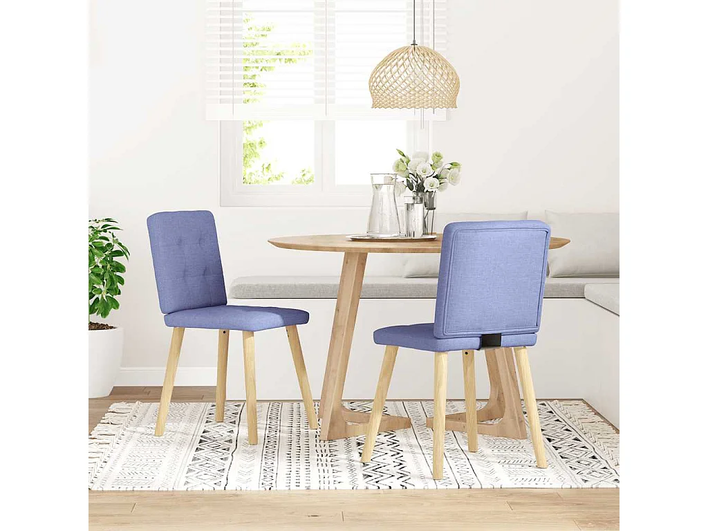 Chaises à manger lot de 2 bleu jean tissu