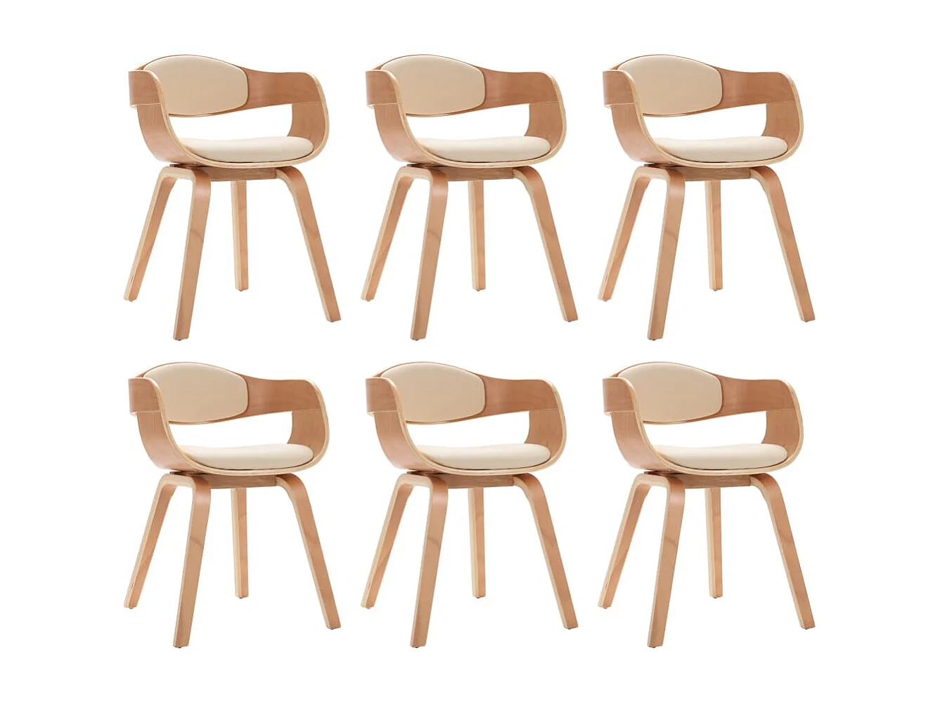 Eetkamerstoelen 6 stukkengebogen hout en kunstleer