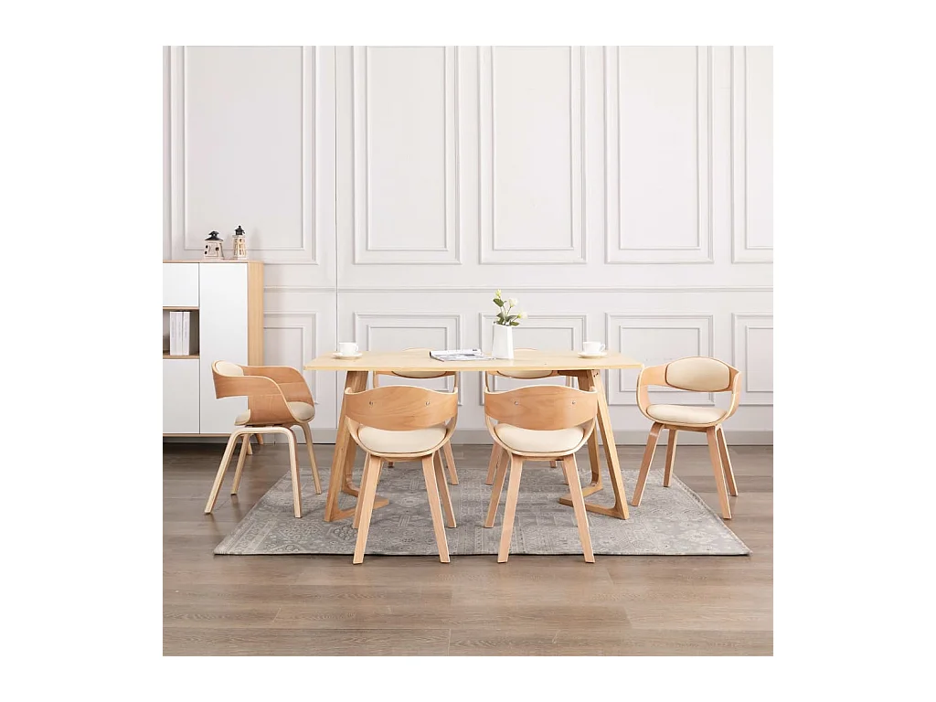 Chaises à manger lot de 6 bois courbé et similicuir