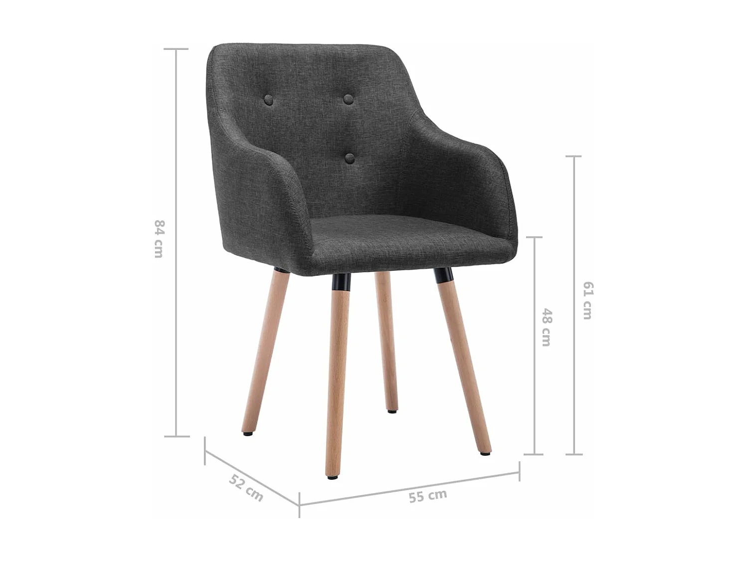 Chaises à manger lot de 2 gris foncé tissu