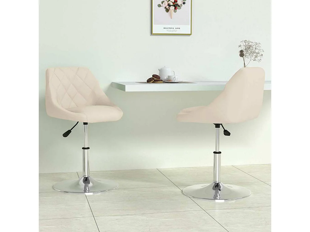 Chaises pivotantes à manger lot de 2 Crème Velours