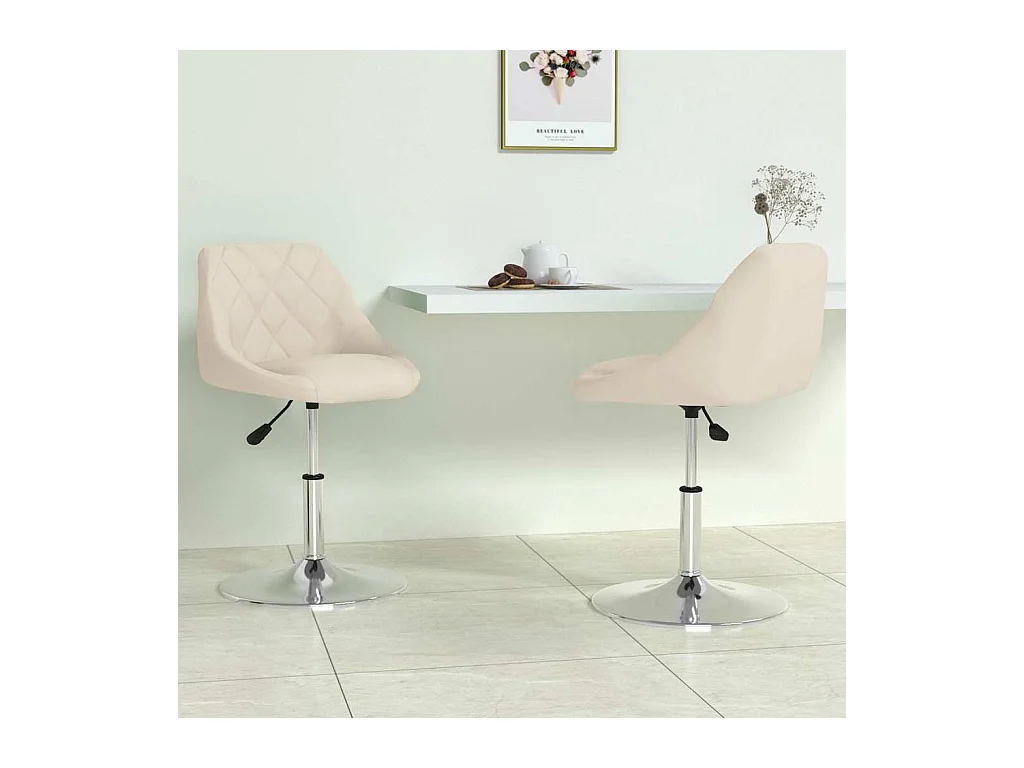 Chaises pivotantes à manger lot de 2 Crème Velours