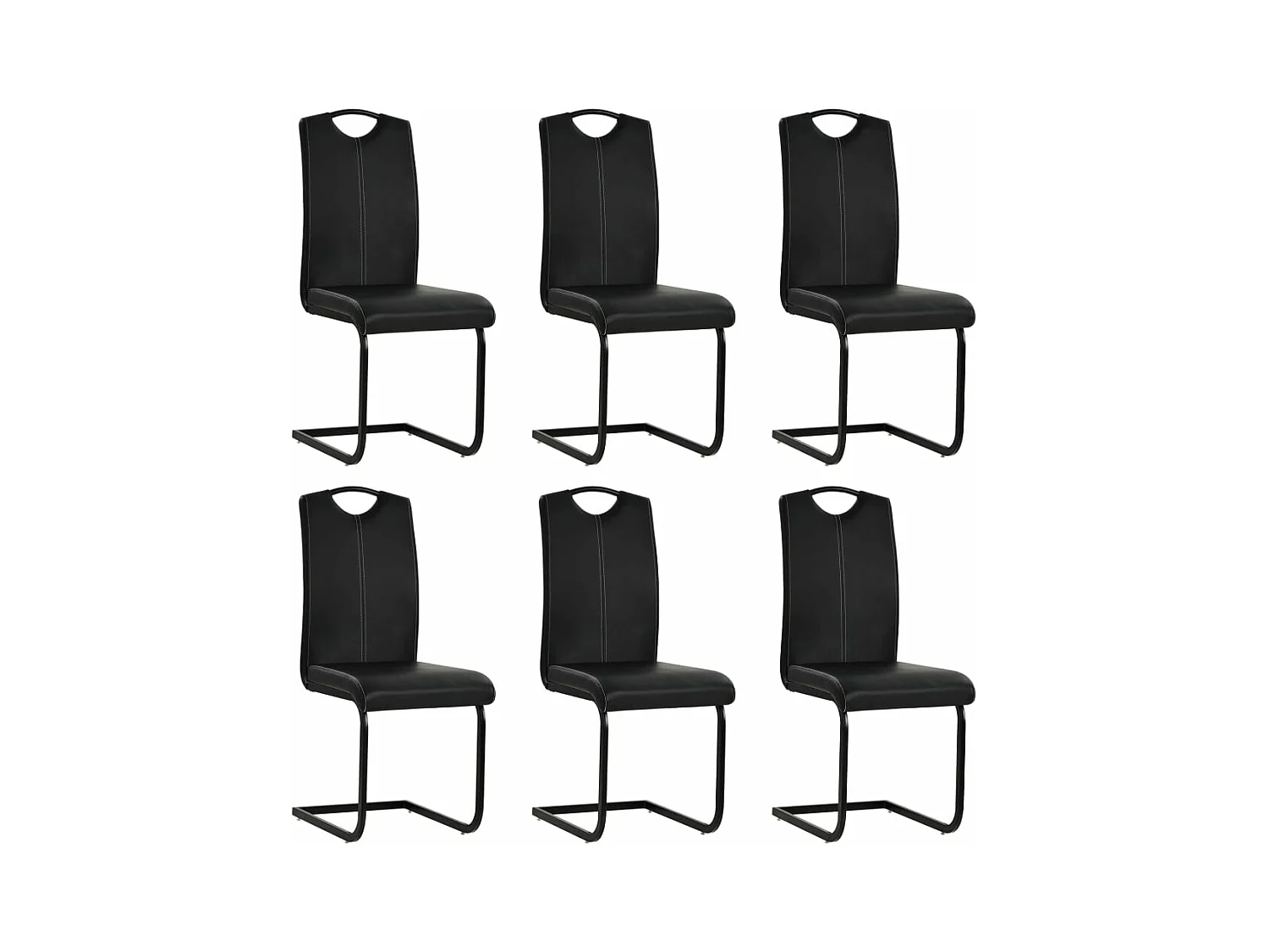 Chaises à manger cantilever lot de 6 noir similicuir