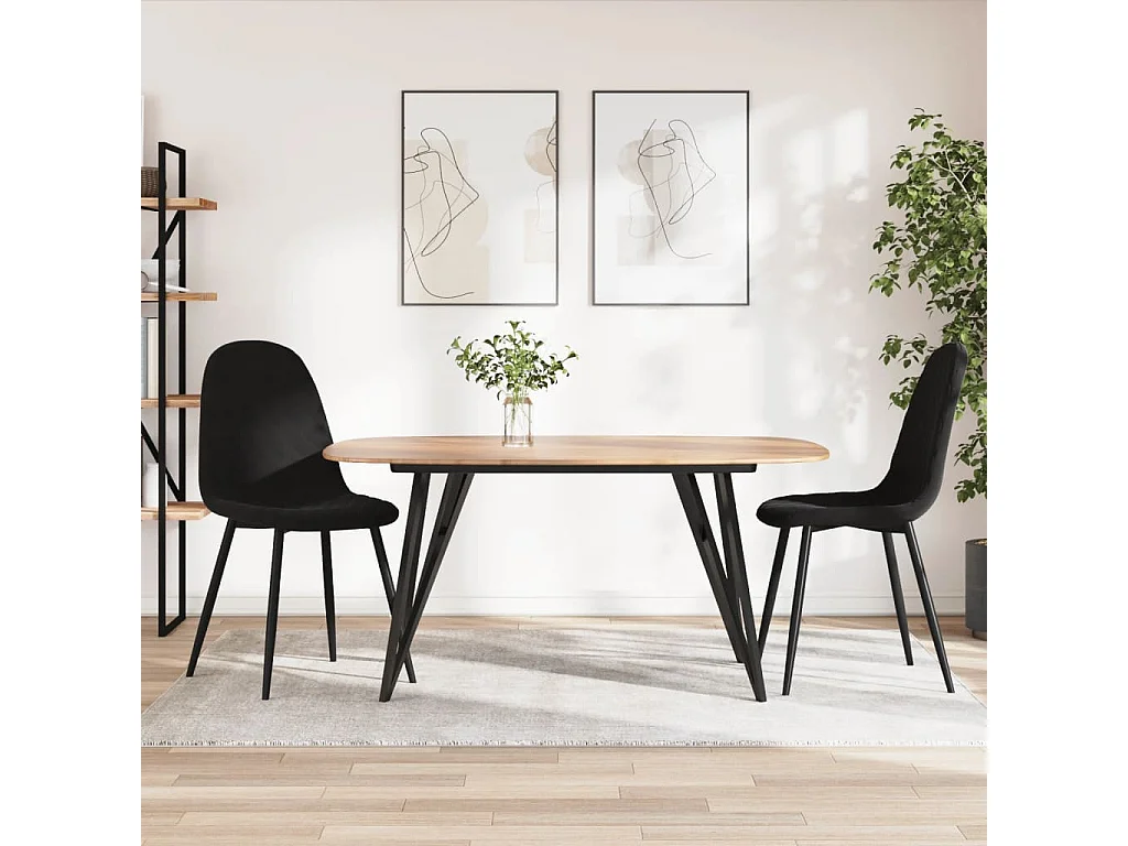 Chaises à manger lot de 2 Noir Velours