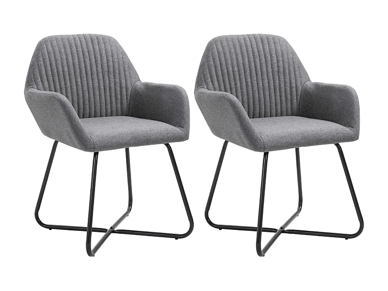 Chaises à manger lot de 2 gris foncé tissu
