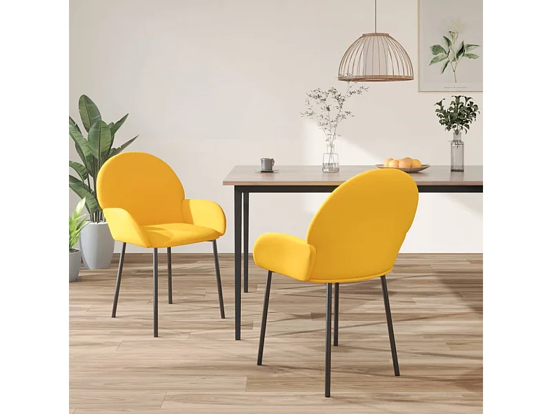 Sillas de comedor 2 unidades terciopelo amarillo