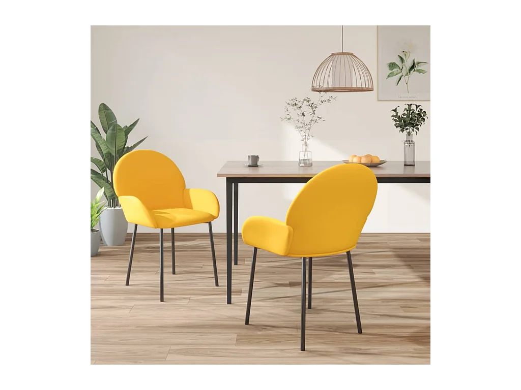 Chaises à manger lot de 2 Jaune Velours