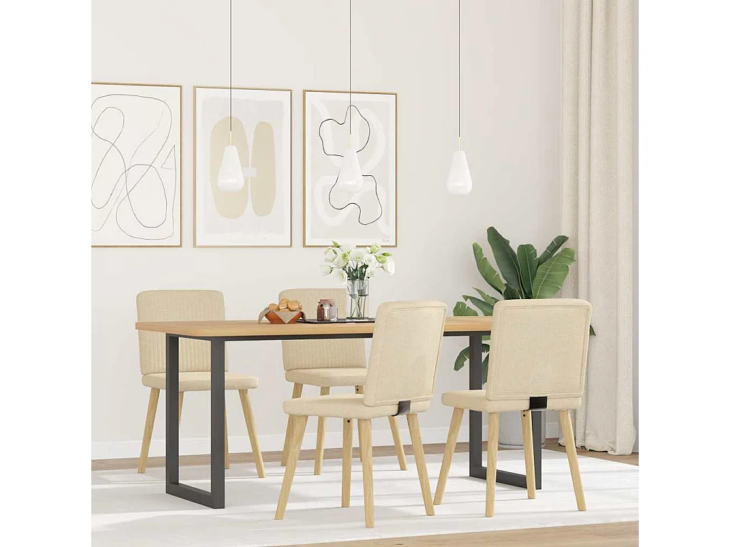 Chaises à manger lot de 4 crème tissu