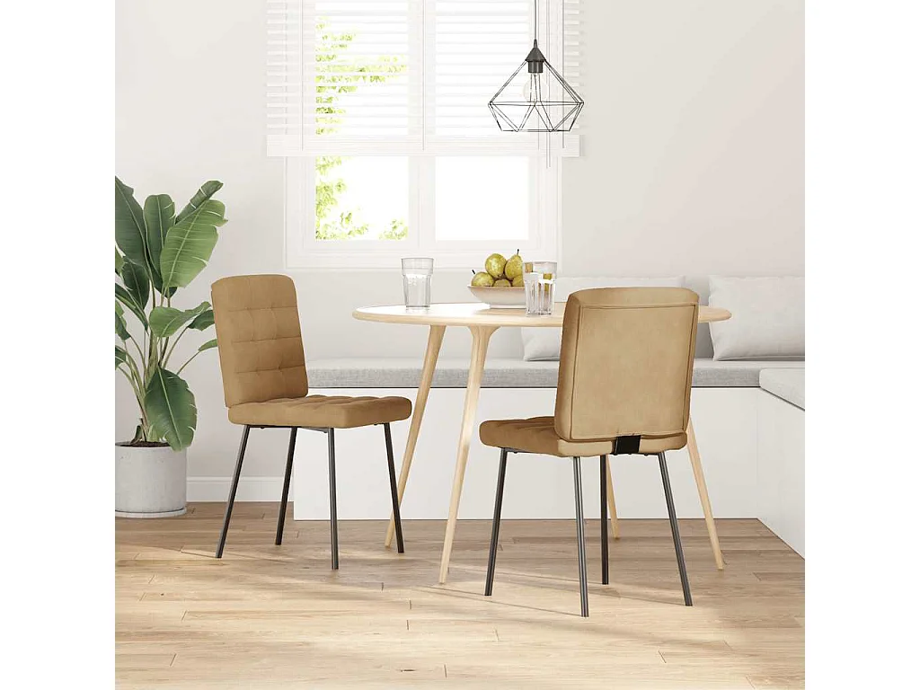 Chaises à manger lot de 2 Marron Velours