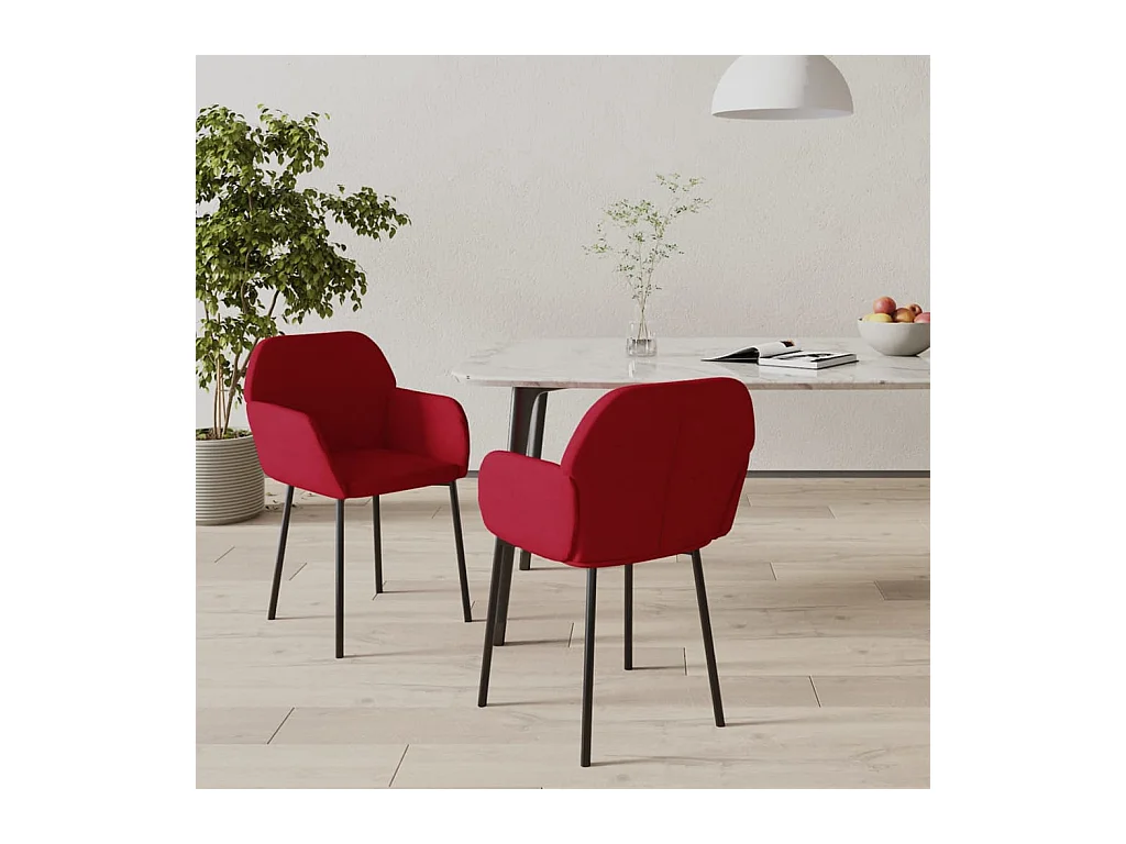 Chaises à manger lot de 2 Rouge bordeaux Velours