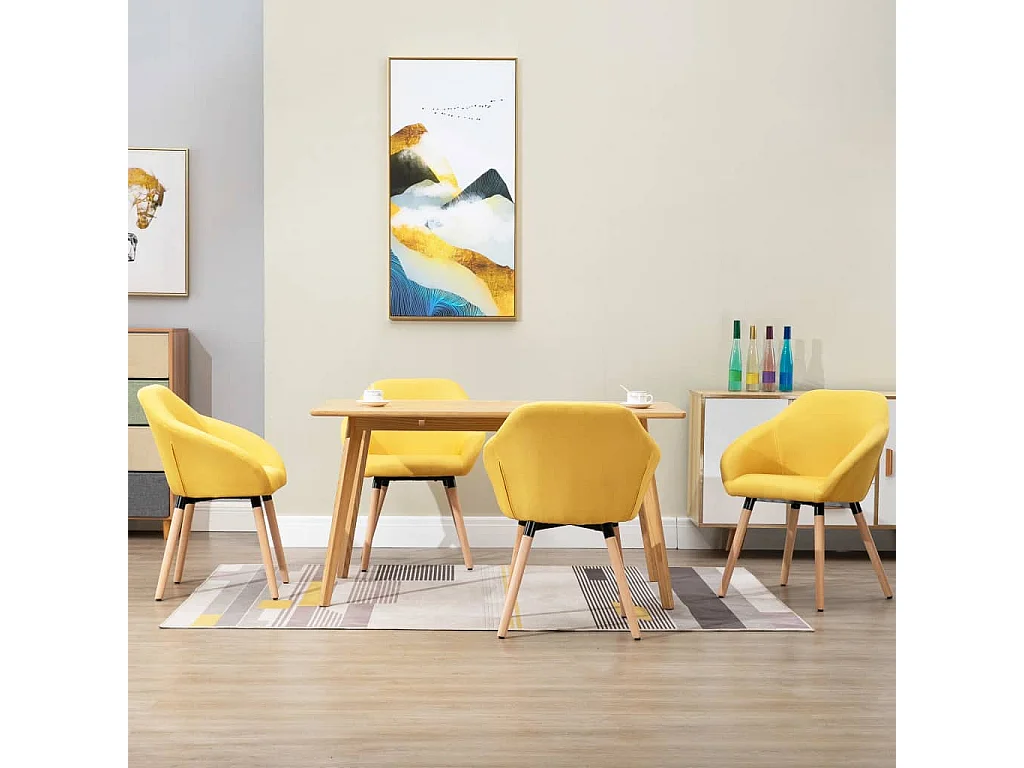 Chaises à manger lot de 4 jaune tissu