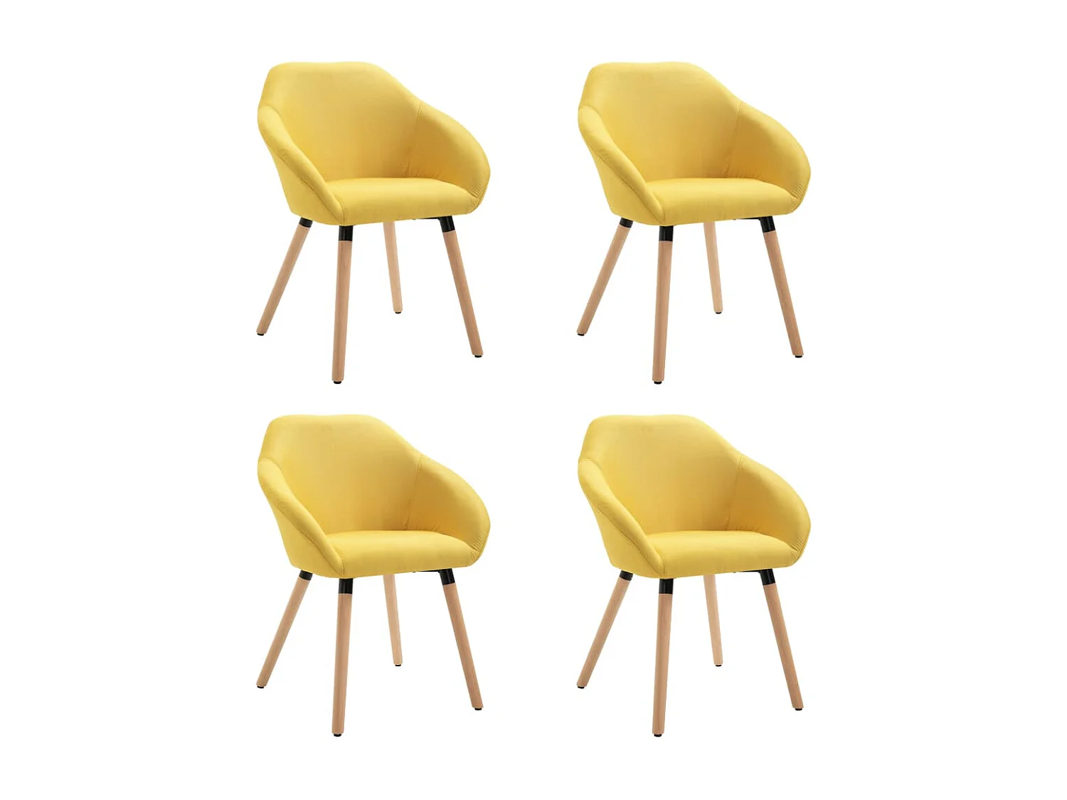 Chaises à manger lot de 4 jaune tissu