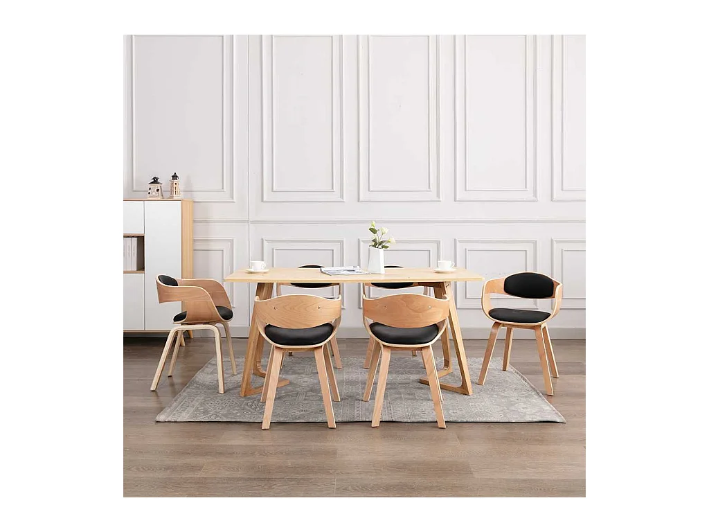 Chaises à manger lot de 6 bois courbé et similicuir