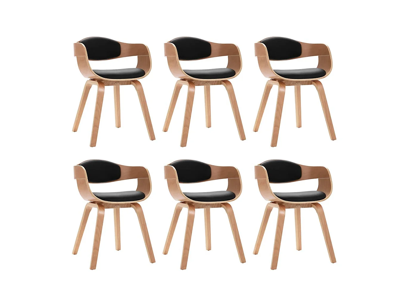 Chaises à manger lot de 6 bois courbé et similicuir