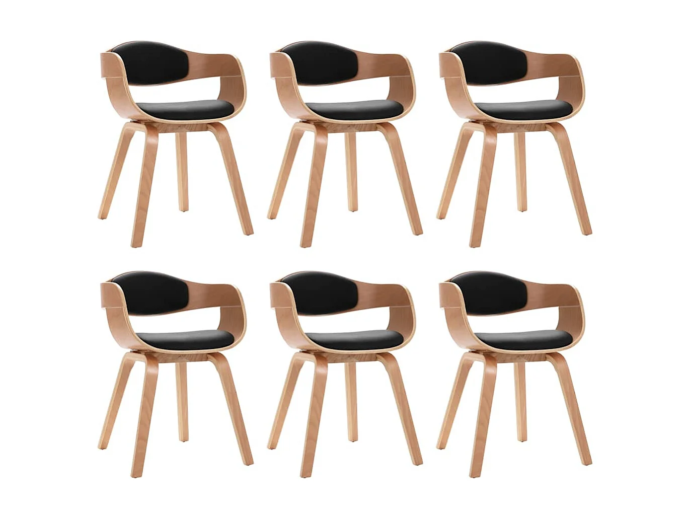 Chaises à manger lot de 6 bois courbé et similicuir