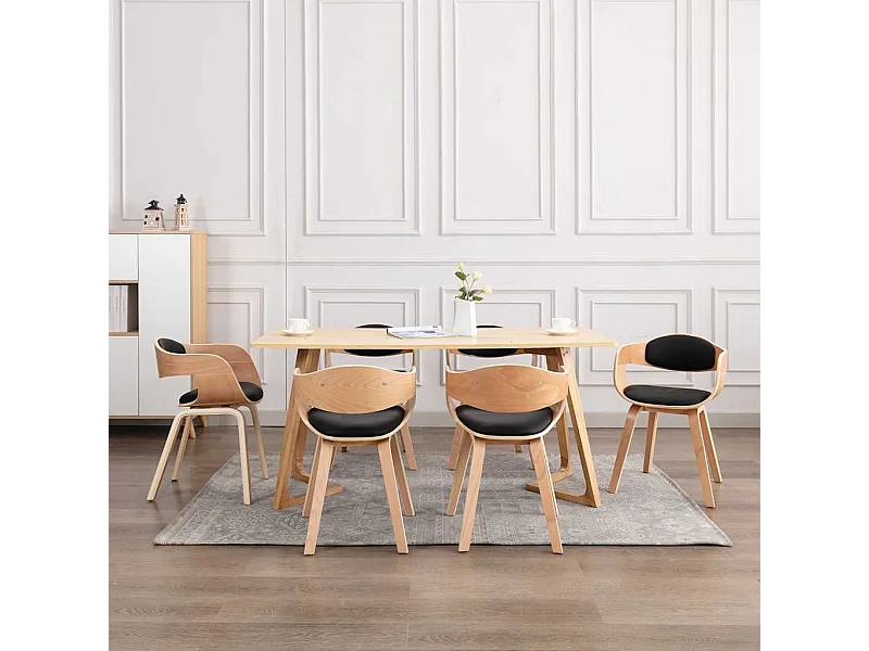 Eetkamerstoelen 6 st gebogen hout en kunstleer