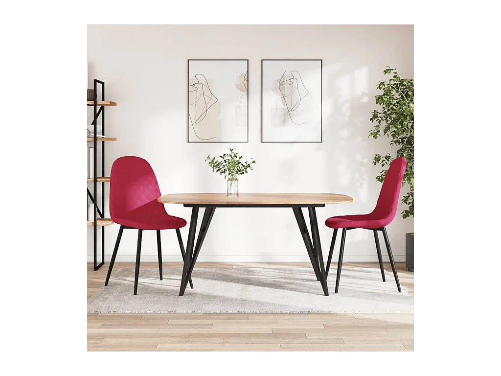 Chaises à manger lot de 2 Rouge bordeaux Velours