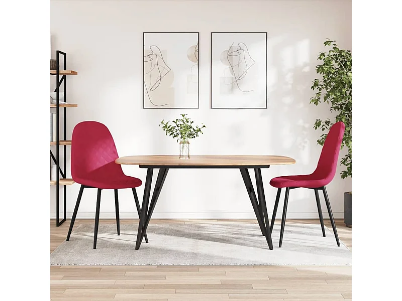 Sillas de comedor 2 unidades terciopelo rojo tinto