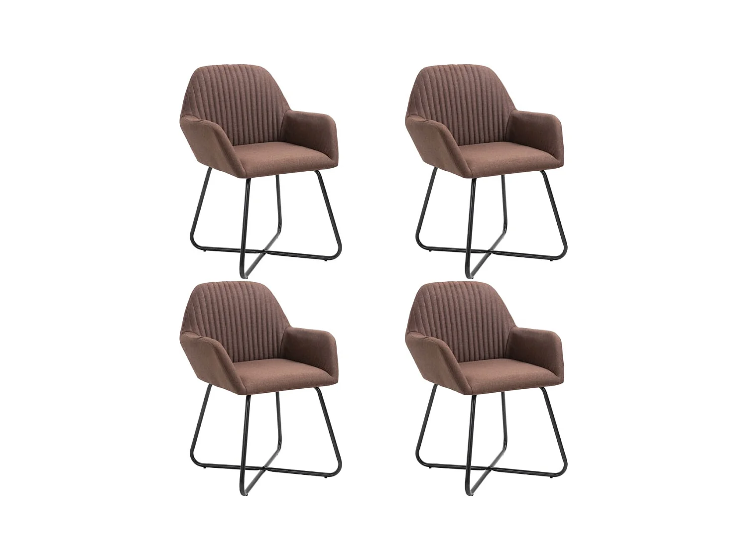 Chaises à manger lot de 4 marron tissu