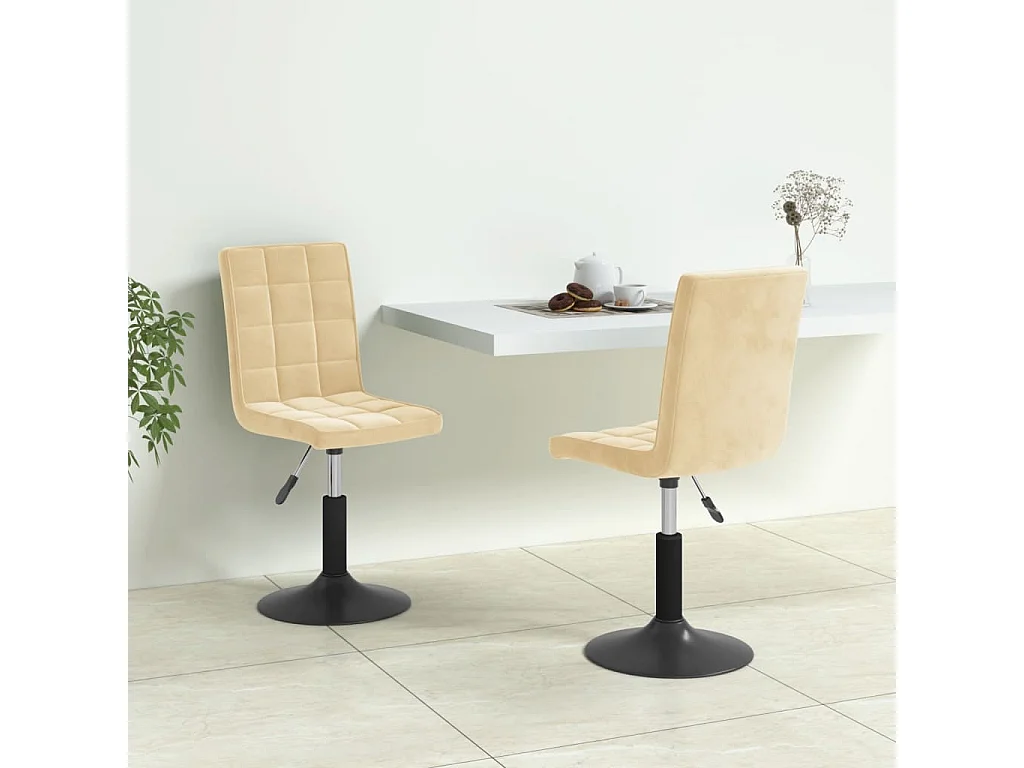 Sillas de comedor giratorias 2 unidades terciopelo crema