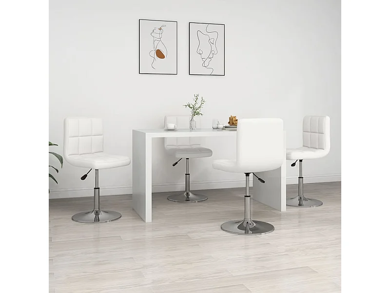 Chaises à manger lot de 4 blanc similicuir