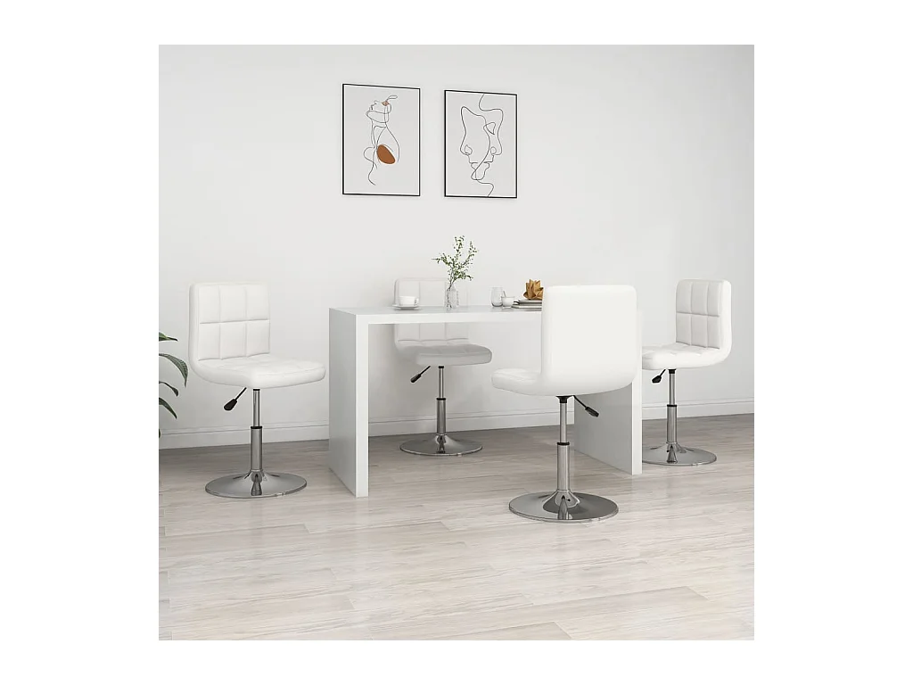 Chaises à manger lot de 4 blanc similicuir