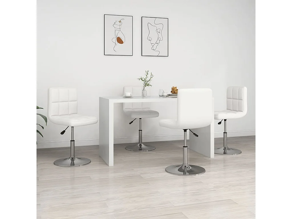 Chaises à manger lot de 4 blanc similicuir