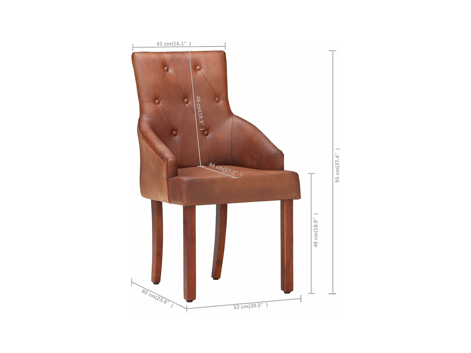 Chaises à manger lot de 6 marron cuir de chèvre véritable