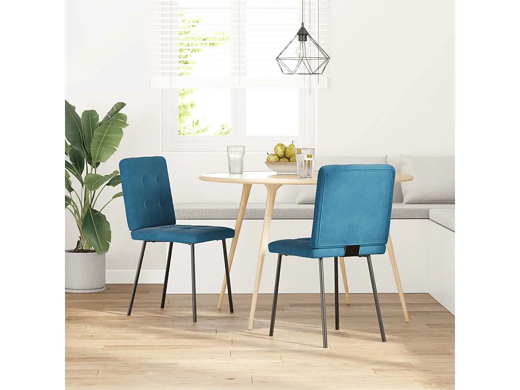 Eetkamerstoelen 2 st fluweel blauw