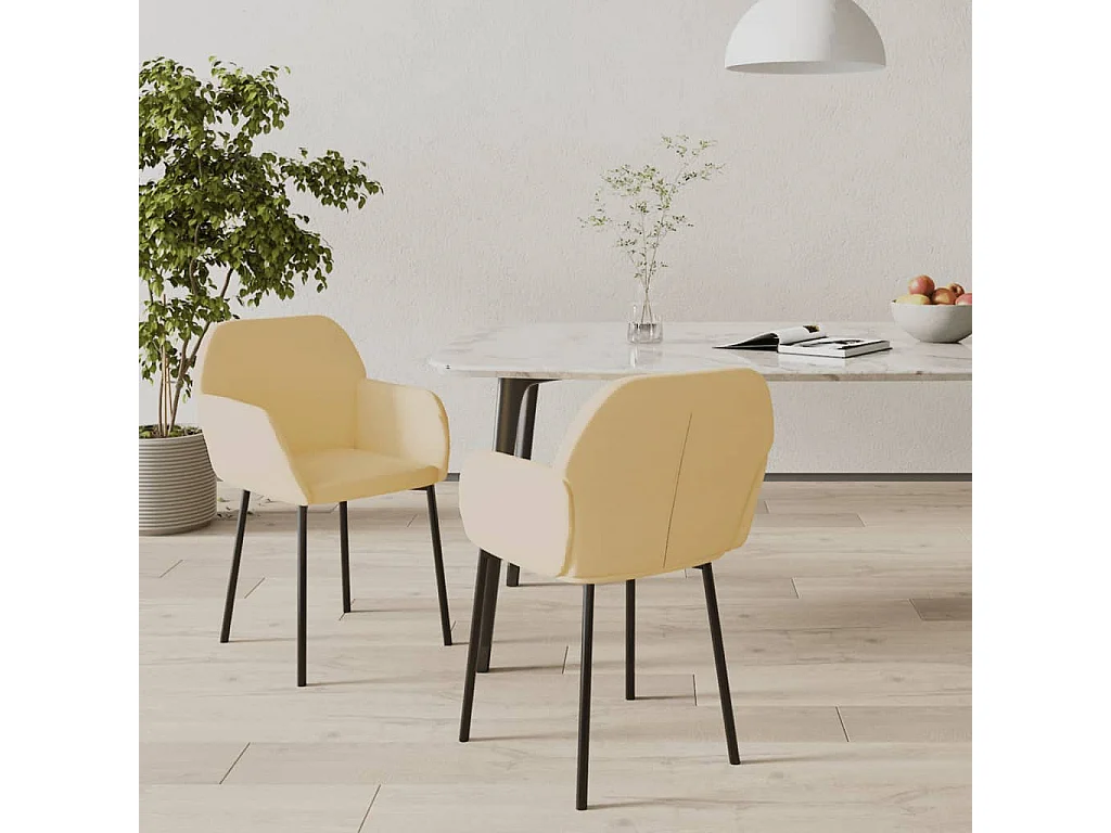 Chaises à manger lot de 2 Crème Velours