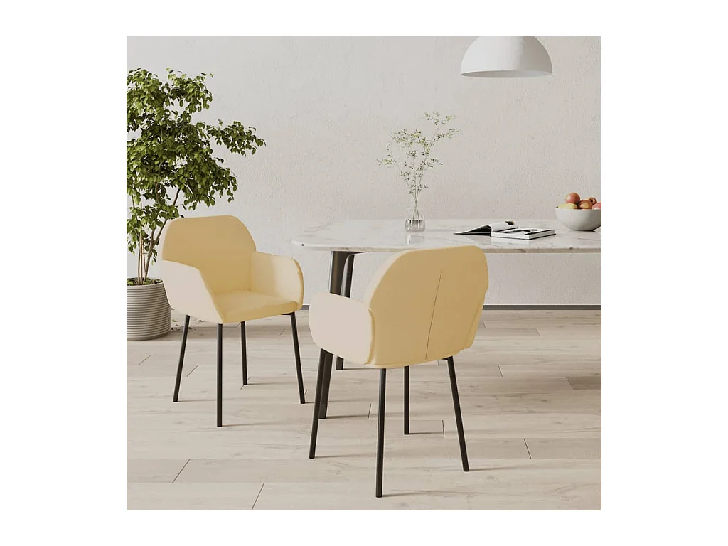 Chaises à manger lot de 2 Crème Velours