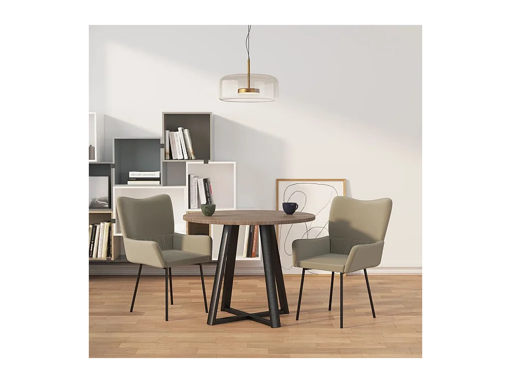 Chaises à manger lot de 2 Gris clair Velours