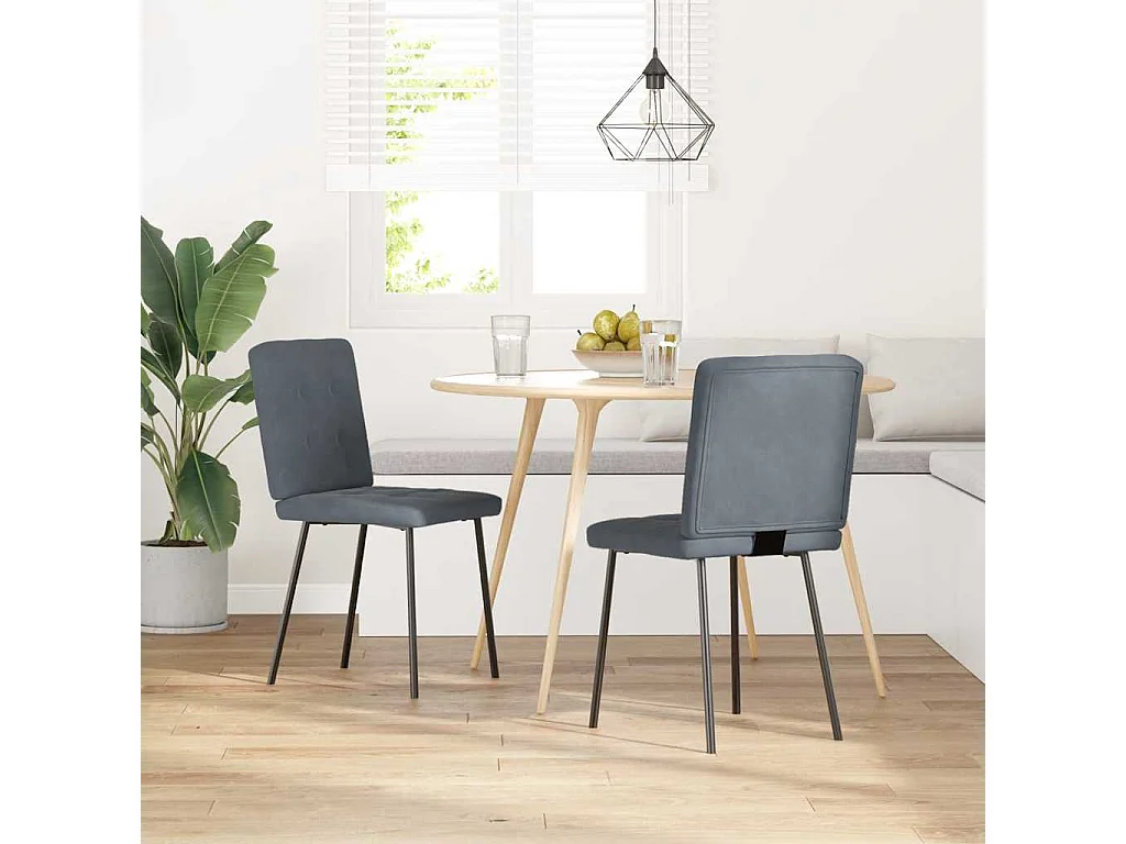 Chaises à manger lot de 2 Gris foncé Velours