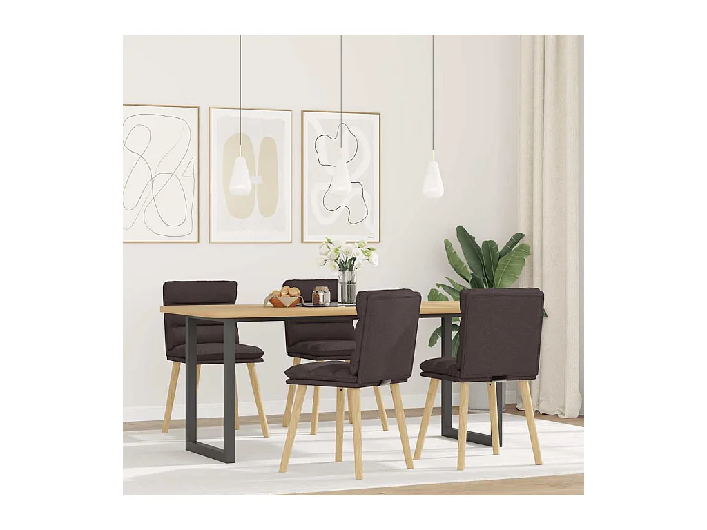 Chaises à manger lot de 4 marron foncé tissu