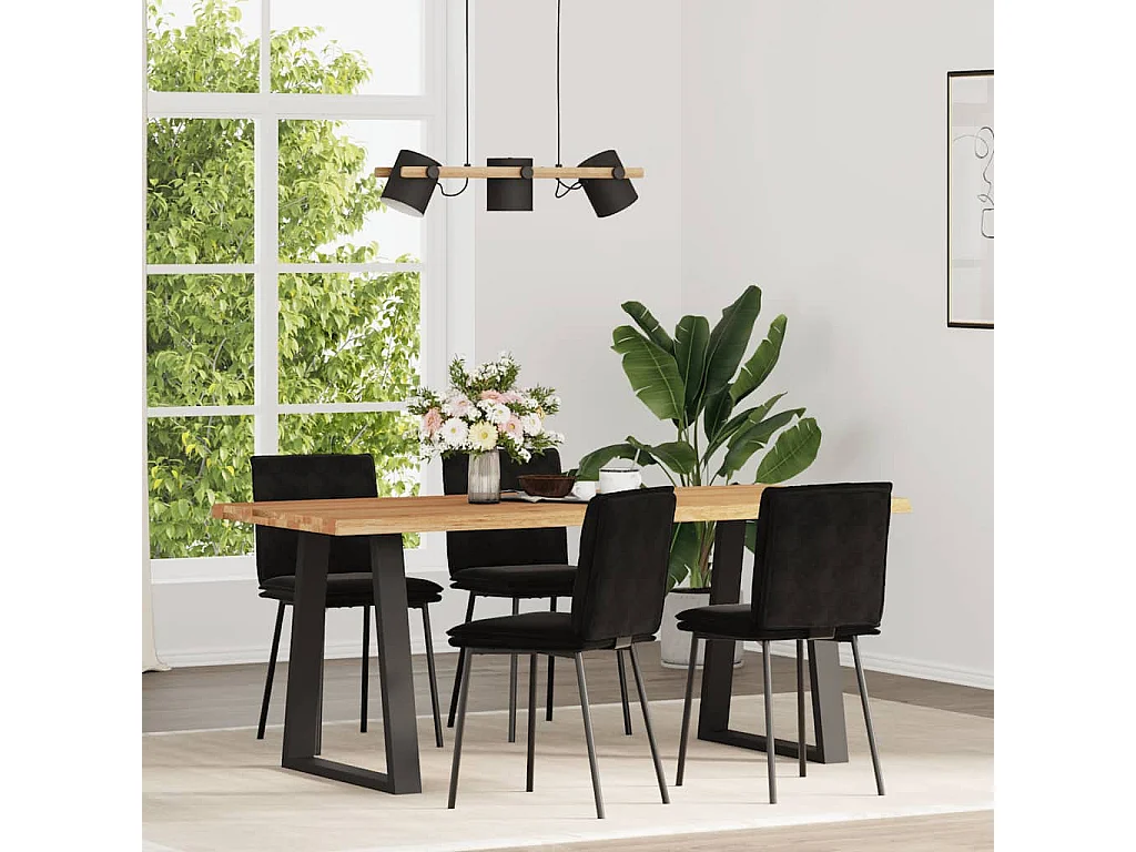 Chaises à manger lot de 4 Noir Velours