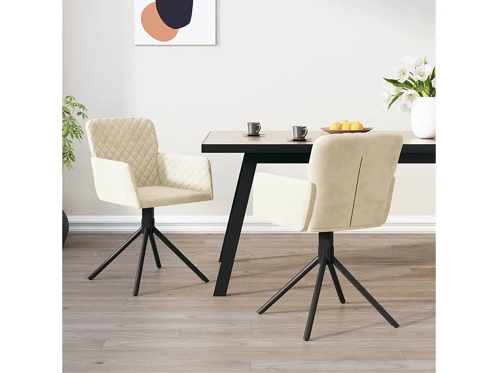 Chaises pivotantes à manger lot de 2 Crème Velours