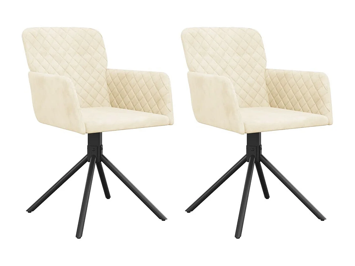 Chaises pivotantes à manger lot de 2 Crème Velours