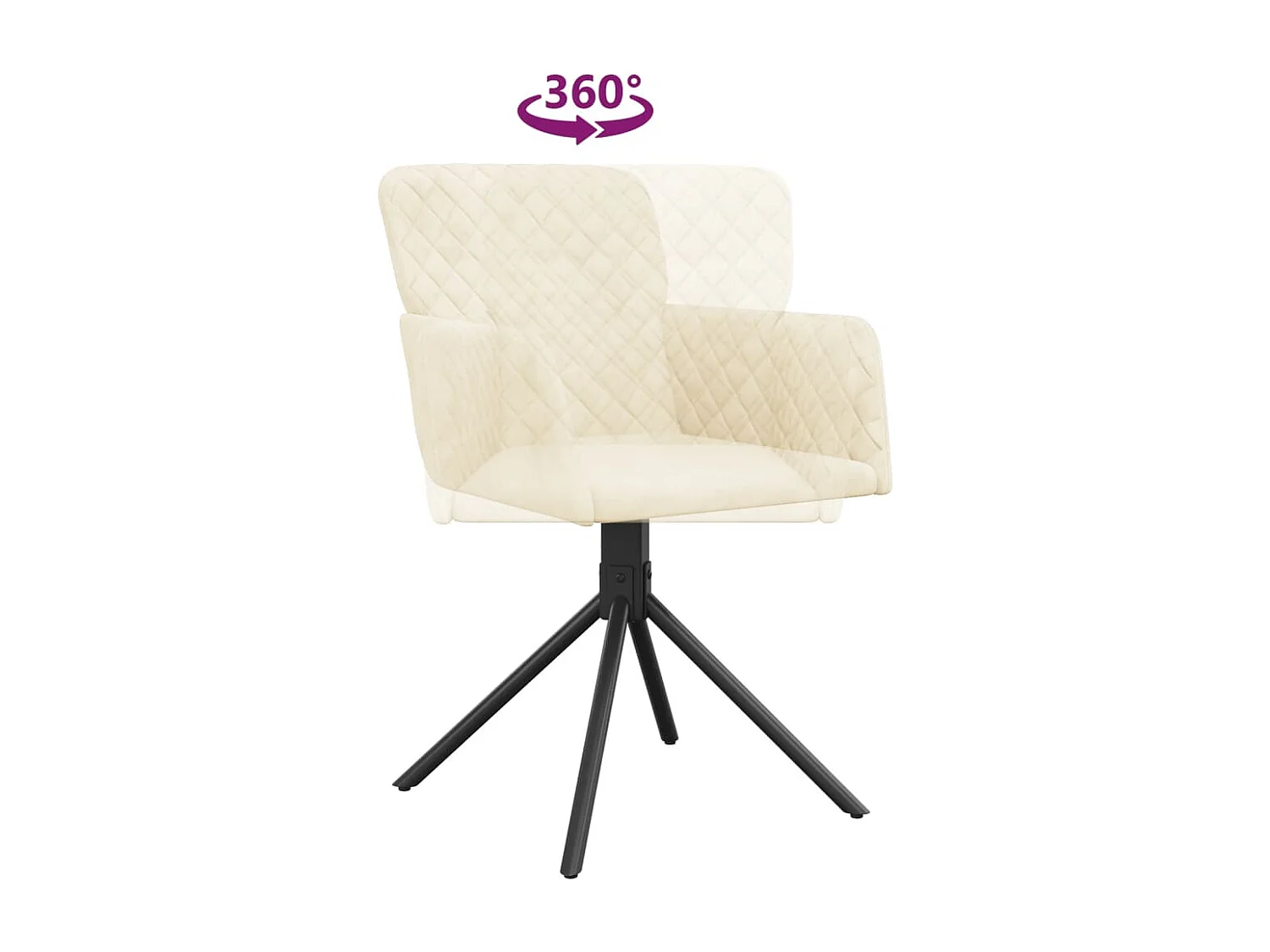 Chaises pivotantes à manger lot de 2 Crème Velours