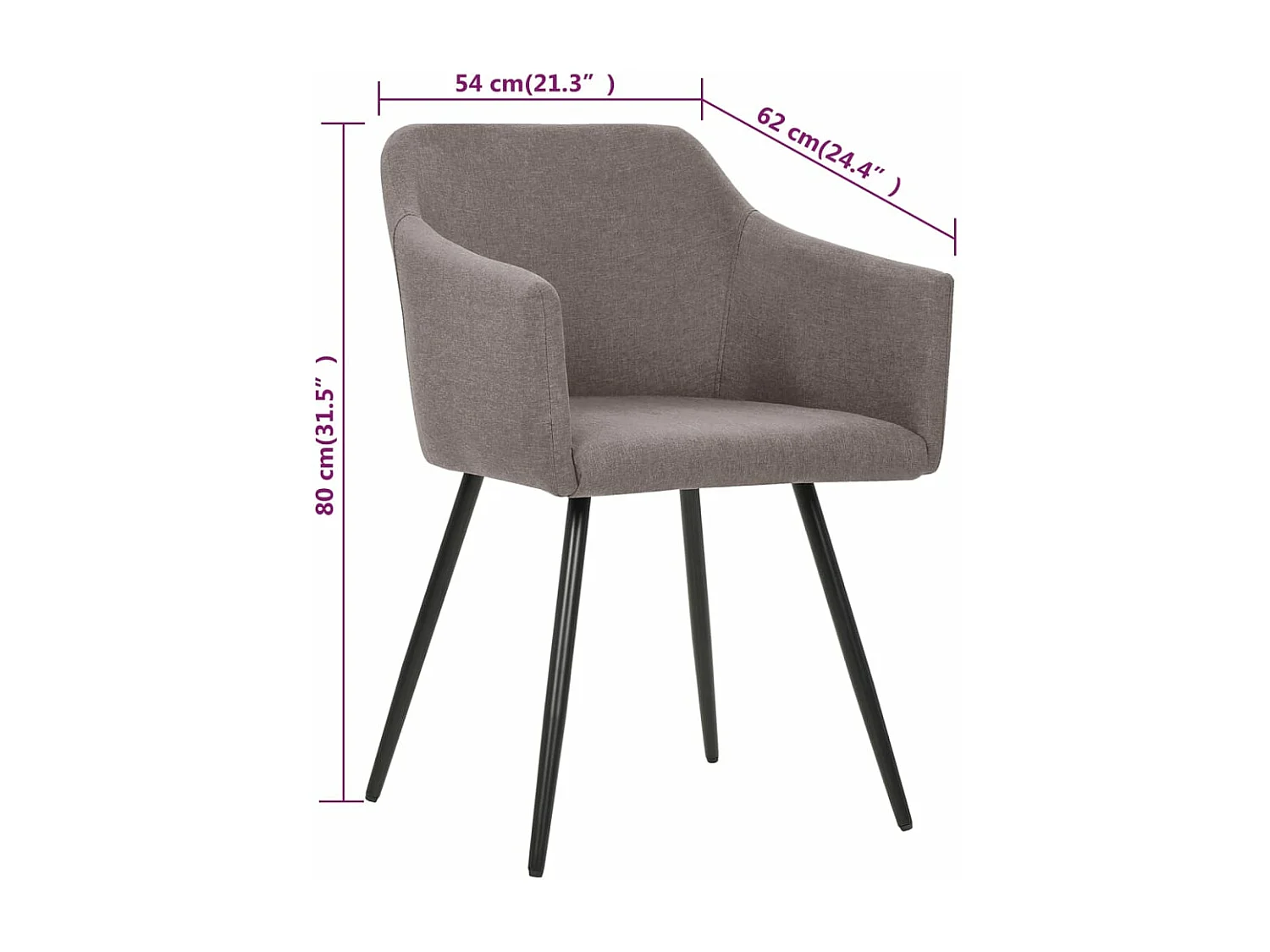 Chaises à manger lot de 2 taupe tissu